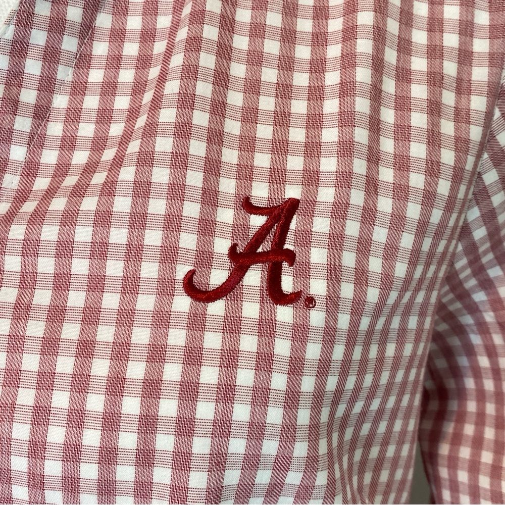 Antigua Red & White Checkered Button Down Shirt Alabama Crimson Tide size Medium - Picture 8 of 16